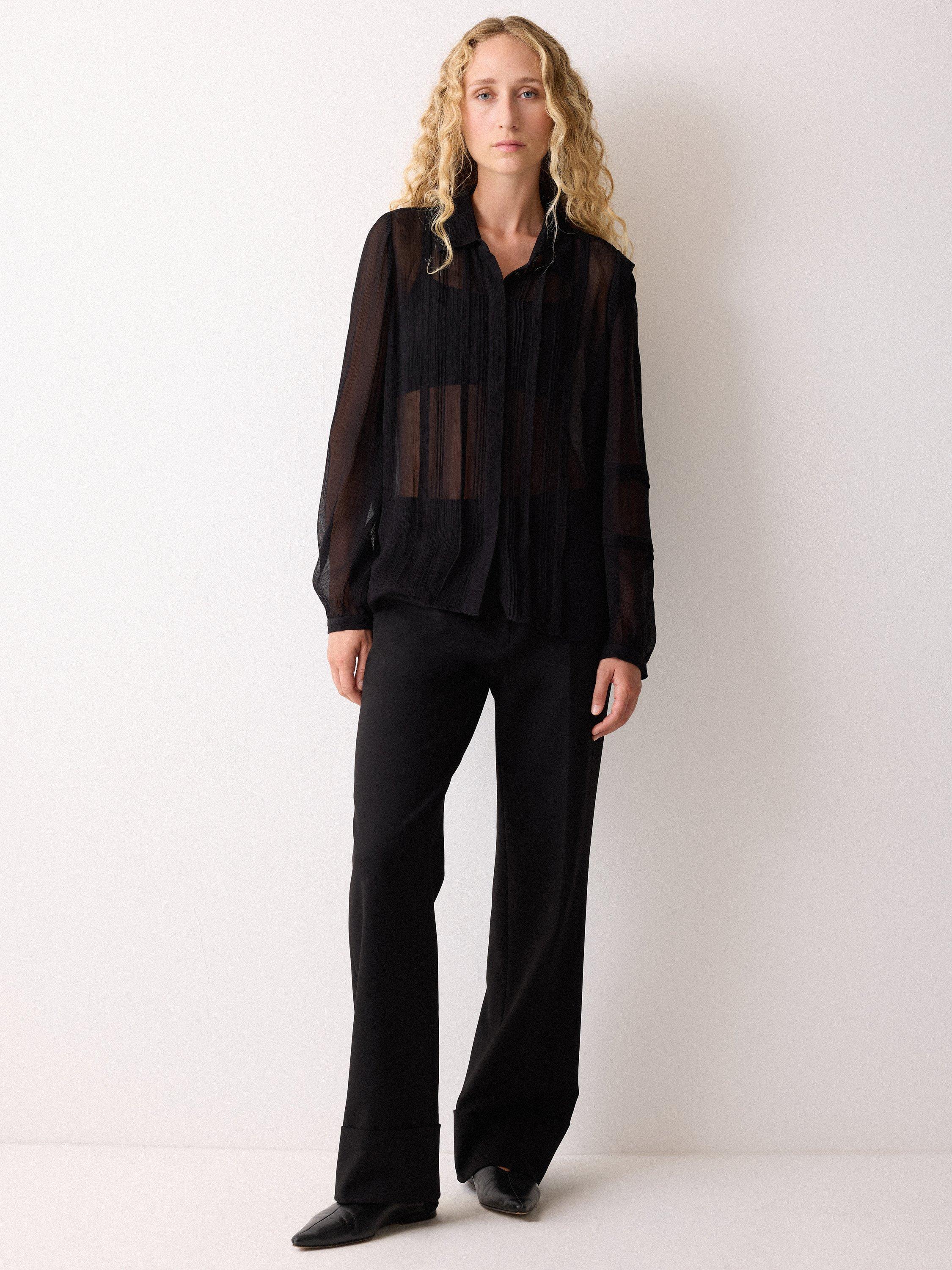 Product image 4 of 6, which shows Jigsaw Pintuck Georgette Shirt, Black, 6