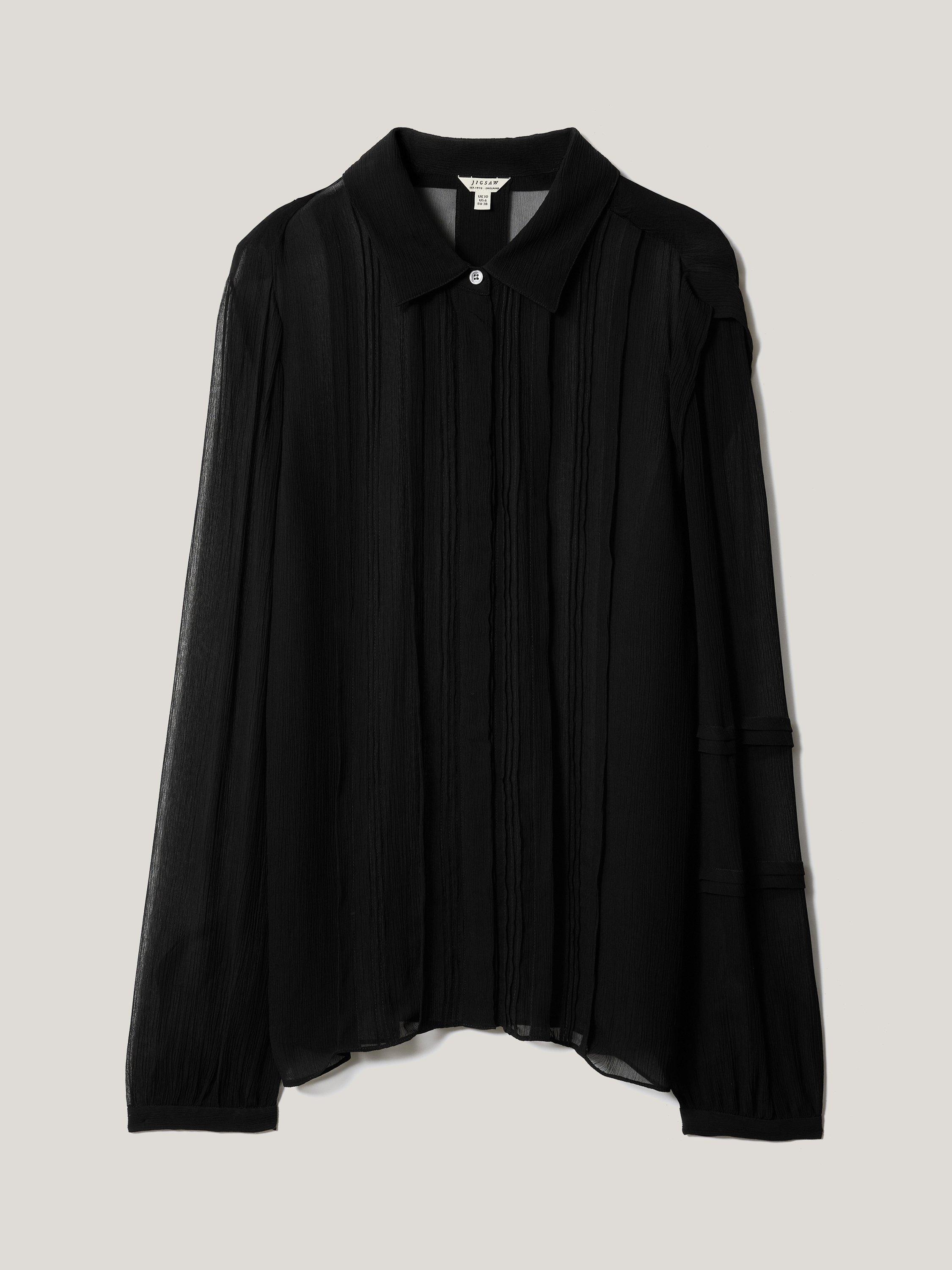 Product image 5 of 6, which shows Jigsaw Pintuck Georgette Shirt, Black, 6