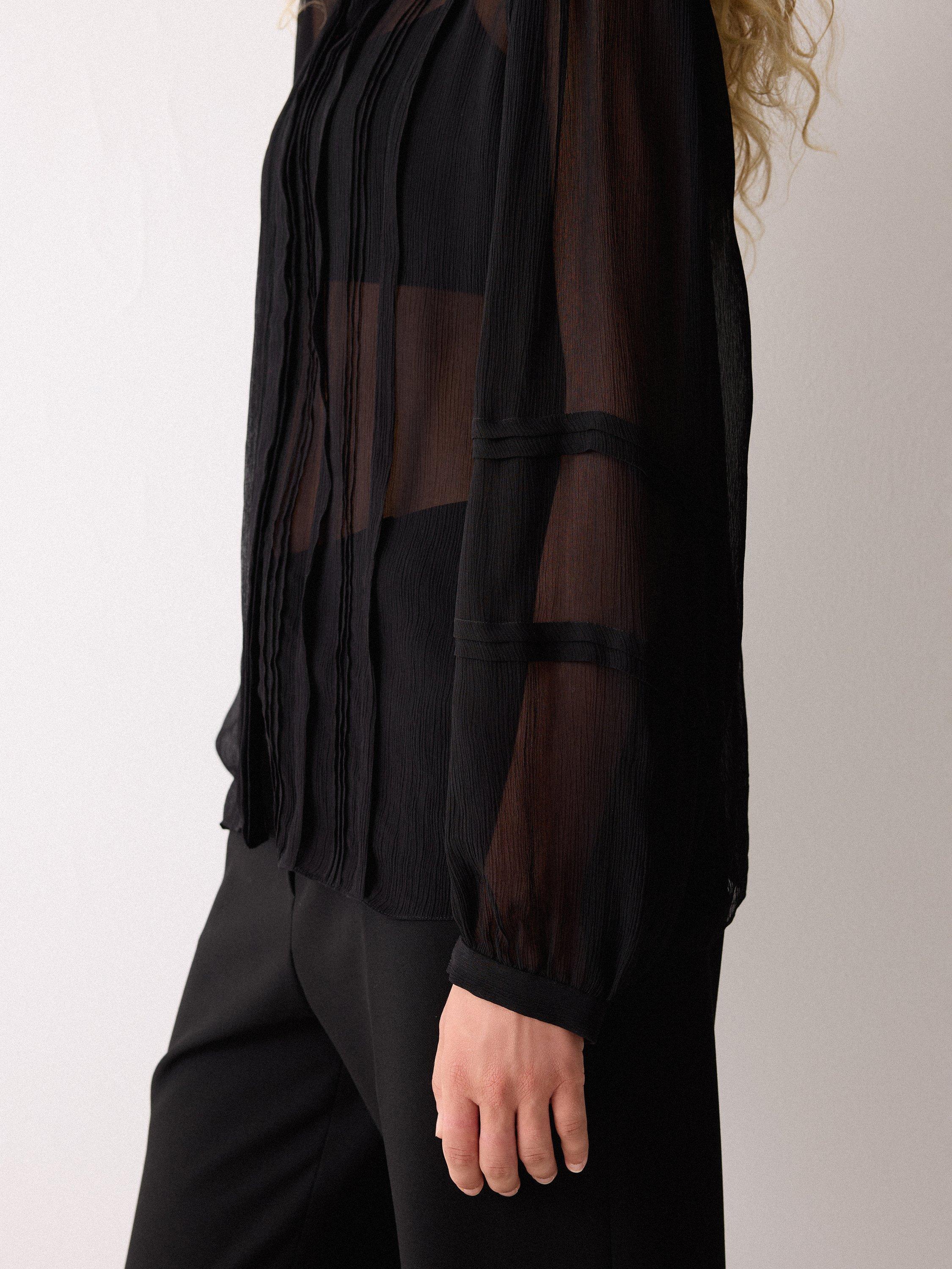 Product image 6 of 6, which shows Jigsaw Pintuck Georgette Shirt, Black, 6