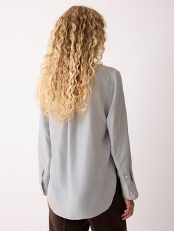 Jigsaw Classic Pure Habotai Silk Shirt, Grey - view 2, Grey