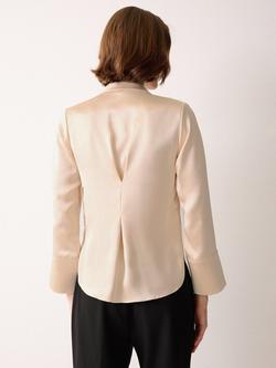 Jigsaw Drape Neck Satin Top - view 2, Neutral