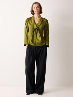 Jigsaw Drape Neck Satin Top, Green