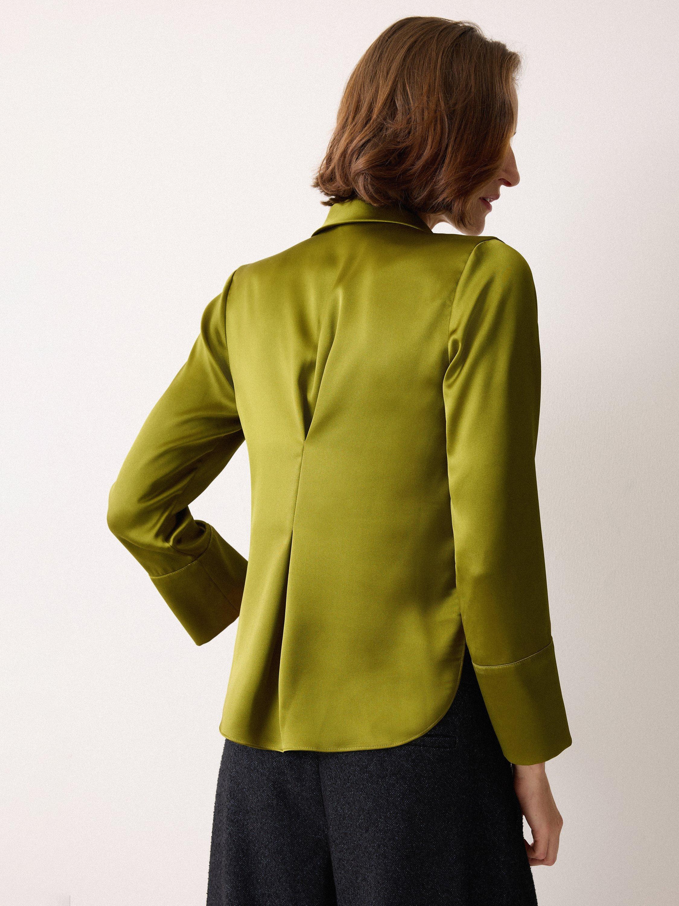 Product image 2 of 6, which shows Jigsaw Drape Neck Satin Top, Green, 6