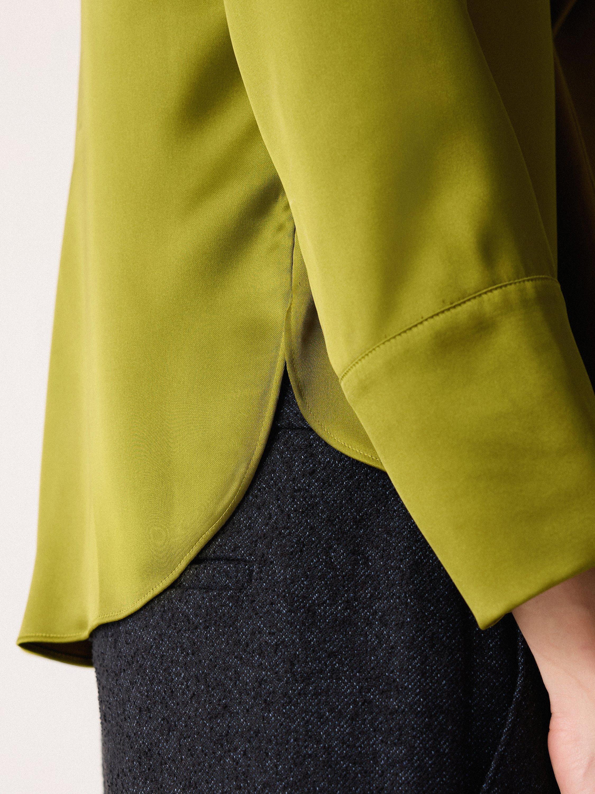 Product image 6 of 6, which shows Jigsaw Drape Neck Satin Top, Green, 6