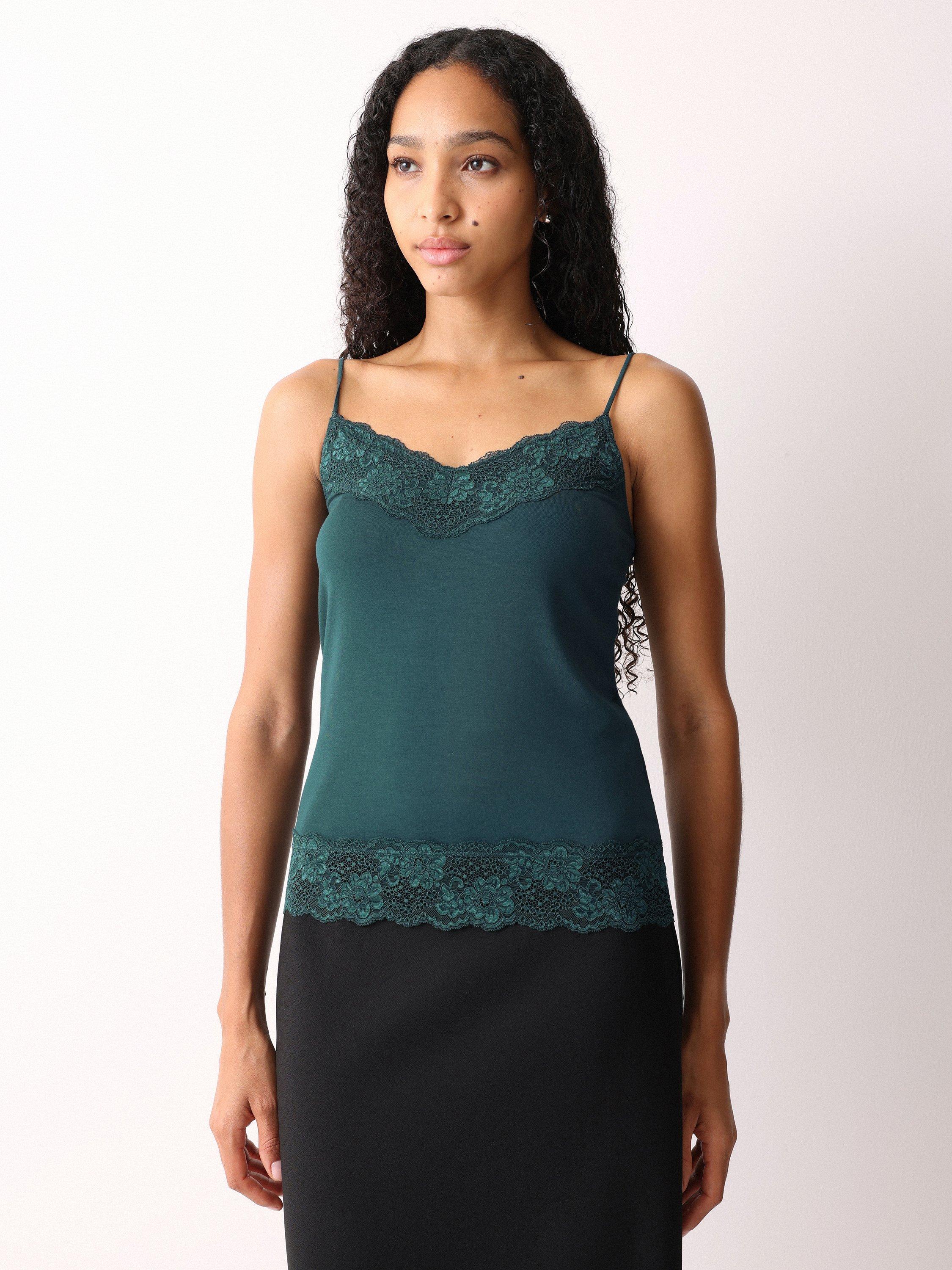 Jigsaw Lace Camisole Vest Top, Sovereign Green