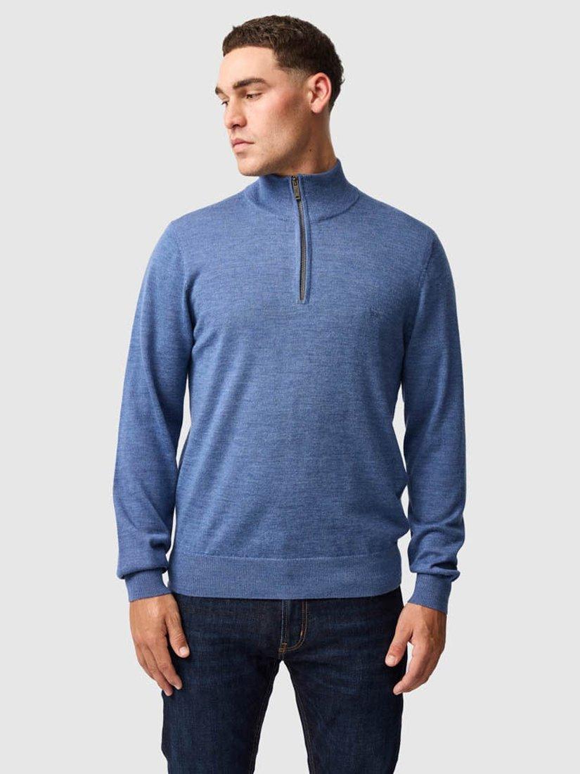 Product image 1 of 6, which shows Rodd & Gunn Nobles Zip-Neck Sweatshirt, Ocean, XS