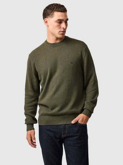 Rodd & Gunn Gunn Knitted Cotton Crew Neck Jumper, Loden