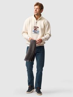 Rodd & Gunn Gunner Cotton Blend Quarter Zip Track Sweater - view 2, Oat