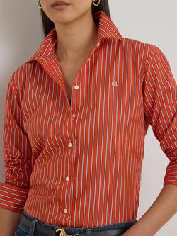 Lauren Ralph Lauren Jamelko Classic Fit Stripe Broadcloth Shirt, Orange/Blue/White - view 2, Orange/Blue/White