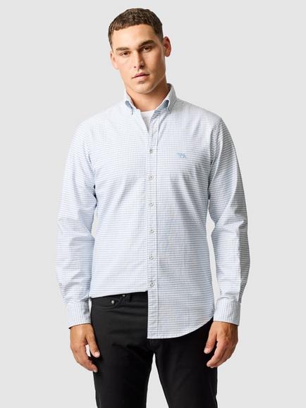 Rodd & Gunn Cotton Slim Fit Check Oxford Shirt, Dusk Blue