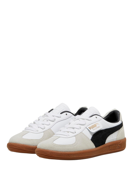 PUMA Kids' Palermo Leather Blend Trainers, White/Multi - view 2, White/Multi