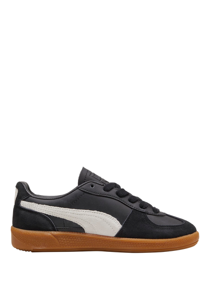 PUMA Kids' Palermo Leather Blend Trainers, Black/Grey, Black/Grey