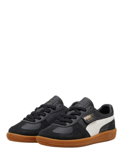 PUMA Kids' Palermo Leather Blend Trainers, Black/Grey - view 2, Black/Grey