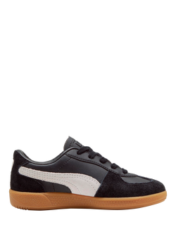 PUMA Kids' Palermo Leather Blend Trainers, Black/Grey, Black/Grey