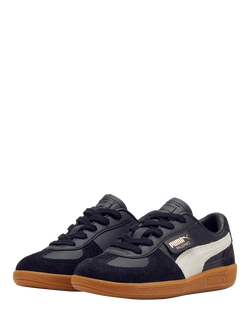 PUMA Kids' Palermo Leather Blend Trainers, Black/Grey - view 2, Black/Grey