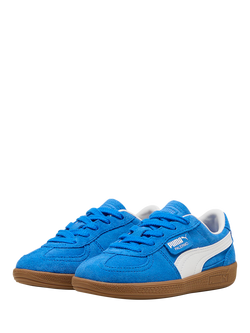 PUMA Kids' Palermo Leather Blend Trainers, Blue/White - view 2, Blue/White