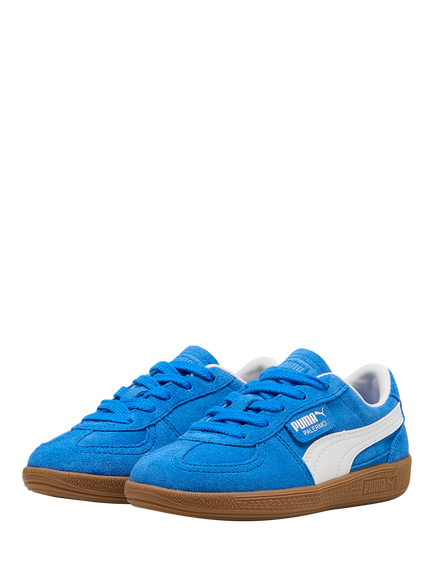PUMA Kids' Palermo Leather Blend Trainers, Blue/White - view 2, Blue/White