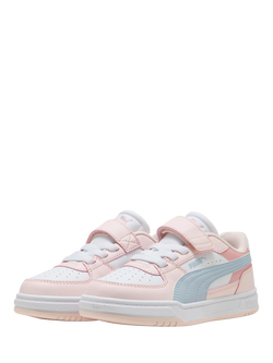 PUMA Kids' Caven III Leather Trainers, Pink/Multi - view 2, Pink/Multi