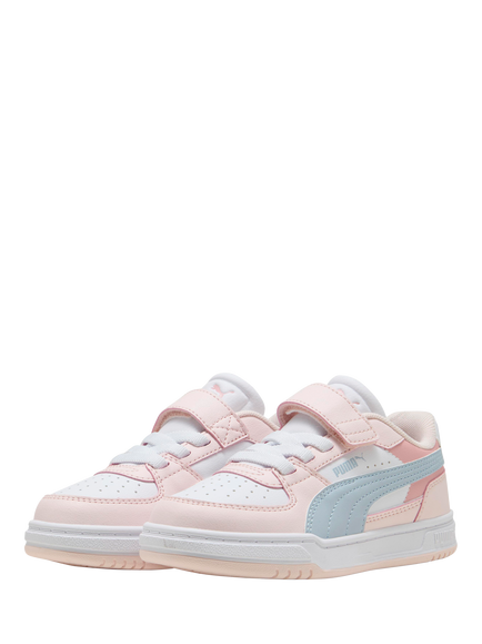 PUMA Kids' Caven III Leather Trainers, Pink/Multi - view 2, Pink/Multi