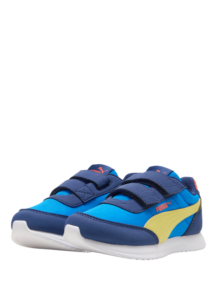 PUMA Kids' R78 Lightwind Leather Blend Trainers, Blue/Multi - view 2, Blue/Multi