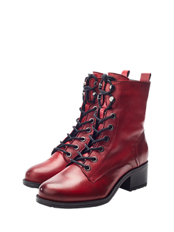 Moda in Pelle Bezzy Leather Ankle Boots - view 2, Dark Red