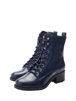 Moda in Pelle Bezzy Leather Ankle Boots - view 2, Navy