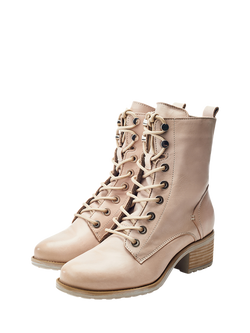 Moda in Pelle Bezzy Leather Ankle Boots, Cream - view 2, Cream