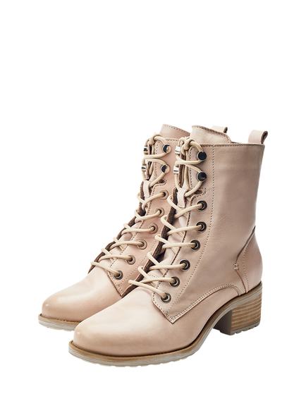 Moda in Pelle Bezzy Leather Ankle Boots, Cream - view 2, Cream