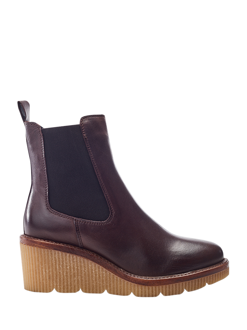 Product image 1 of 4, which shows Moda in Pelle Audyn Leather Wedge Heel Ankle Boots, Dark Brown, 7