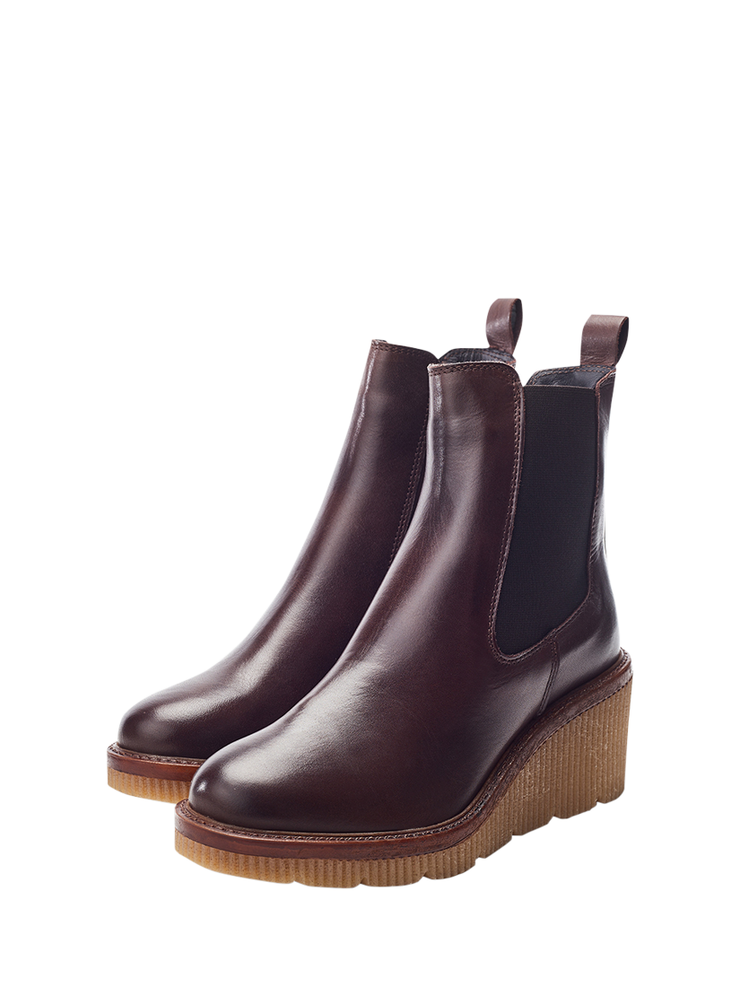 Product image 2 of 4, which shows Moda in Pelle Audyn Leather Wedge Heel Ankle Boots, Dark Brown, 7