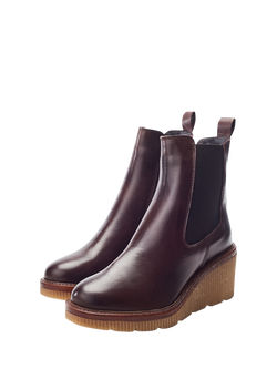 Moda in Pelle Audyn Leather Wedge Heel Ankle Boots, Dark Brown - view 2, Dark Brown