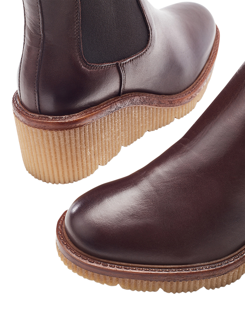 Product image 3 of 4, which shows Moda in Pelle Audyn Leather Wedge Heel Ankle Boots, Dark Brown, 7