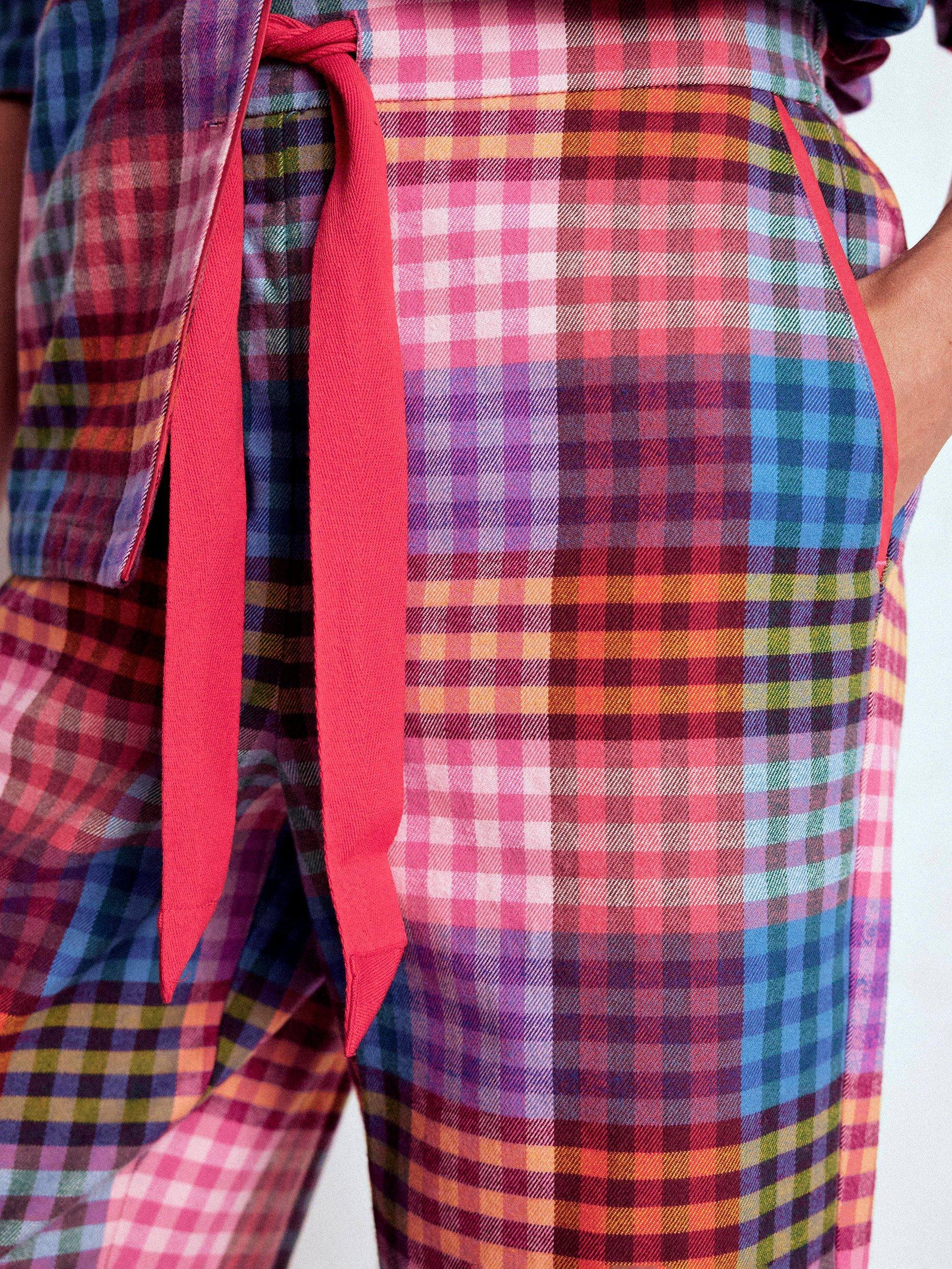 Product image 2 of 4, which shows Boden Check Brushed Cotton Pyjama Bottoms, Rainbow, 8