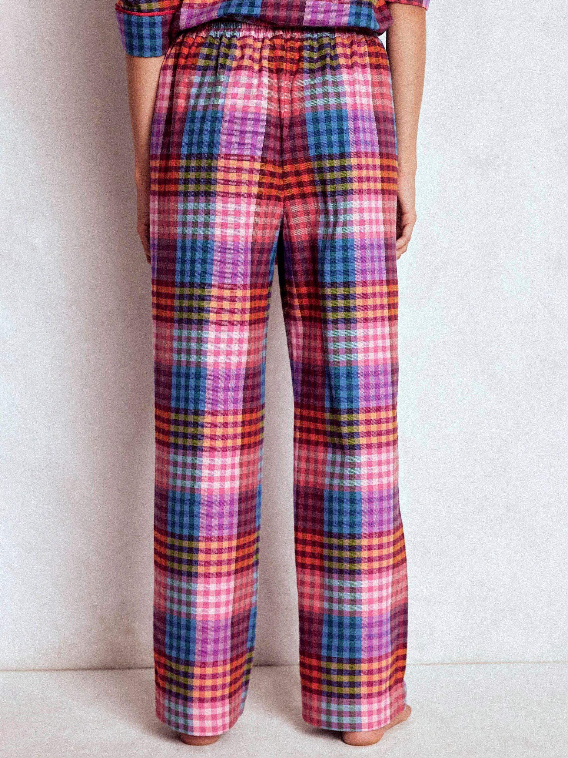 Product image 3 of 4, which shows Boden Check Brushed Cotton Pyjama Bottoms, Rainbow, 8