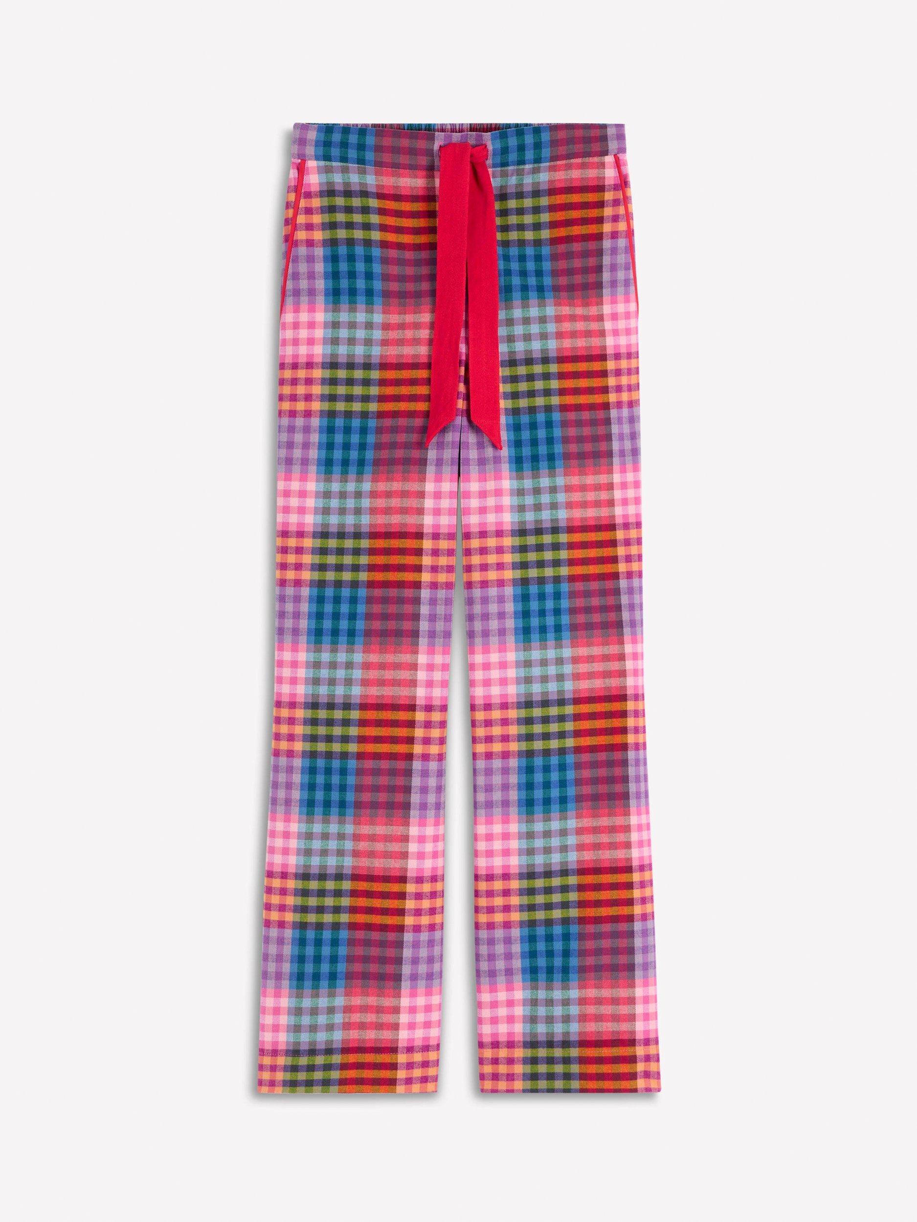Product image 4 of 4, which shows Boden Check Brushed Cotton Pyjama Bottoms, Rainbow, 8