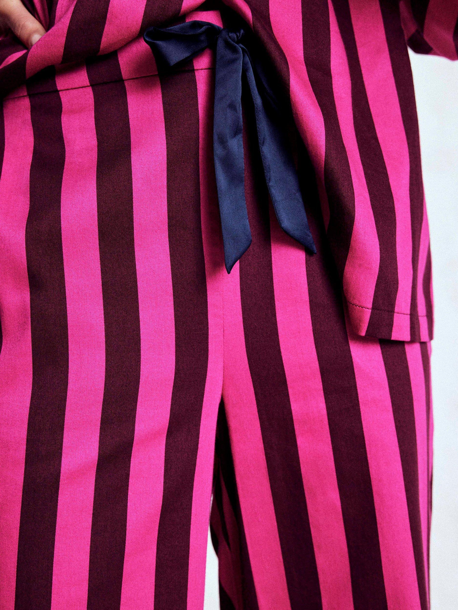 Product image 3 of 6, which shows Boden Stripe Bow Tie Pyjama Bottoms, Pink/Multi, 8