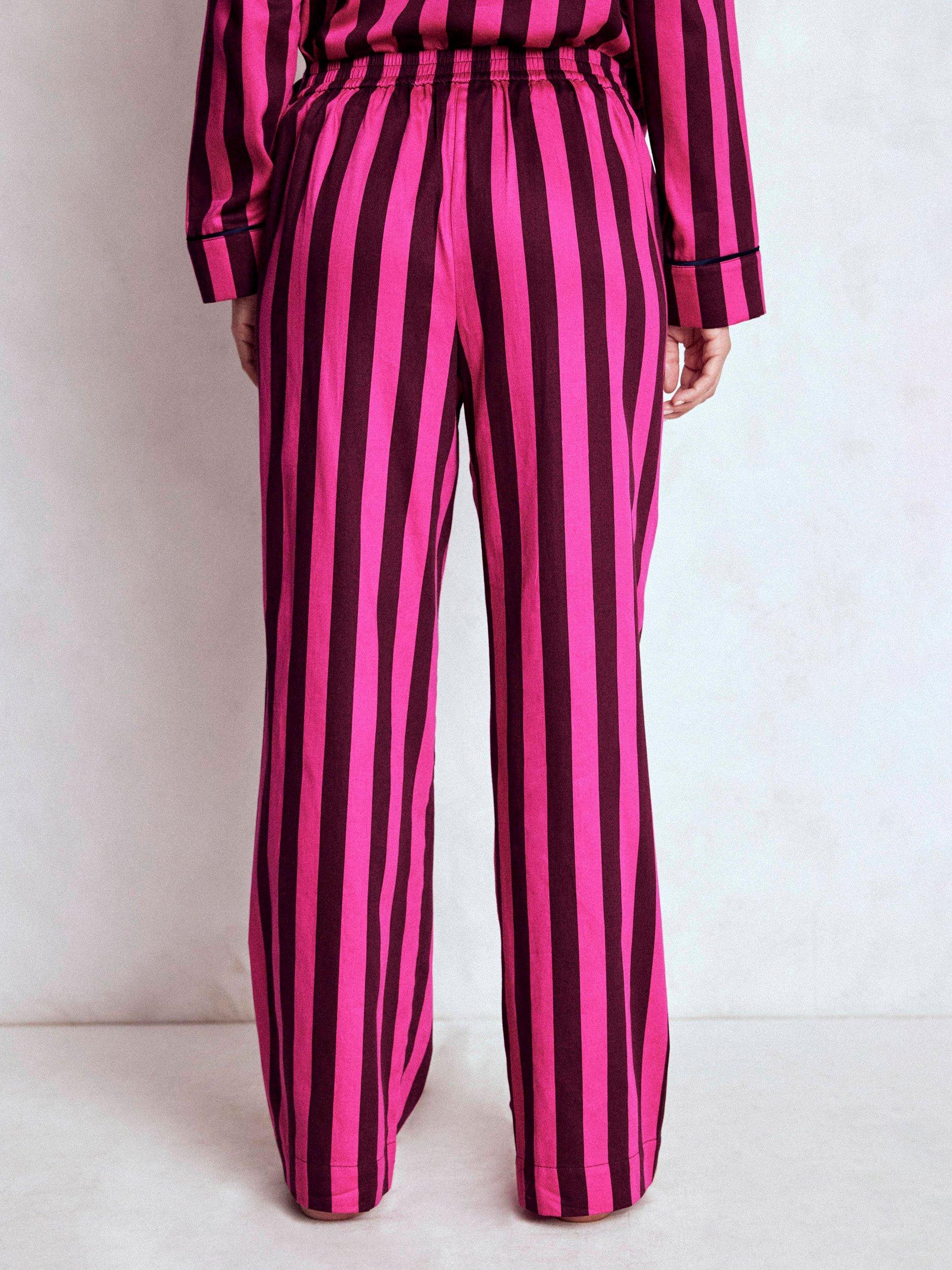 Product image 4 of 6, which shows Boden Stripe Bow Tie Pyjama Bottoms, Pink/Multi, 8