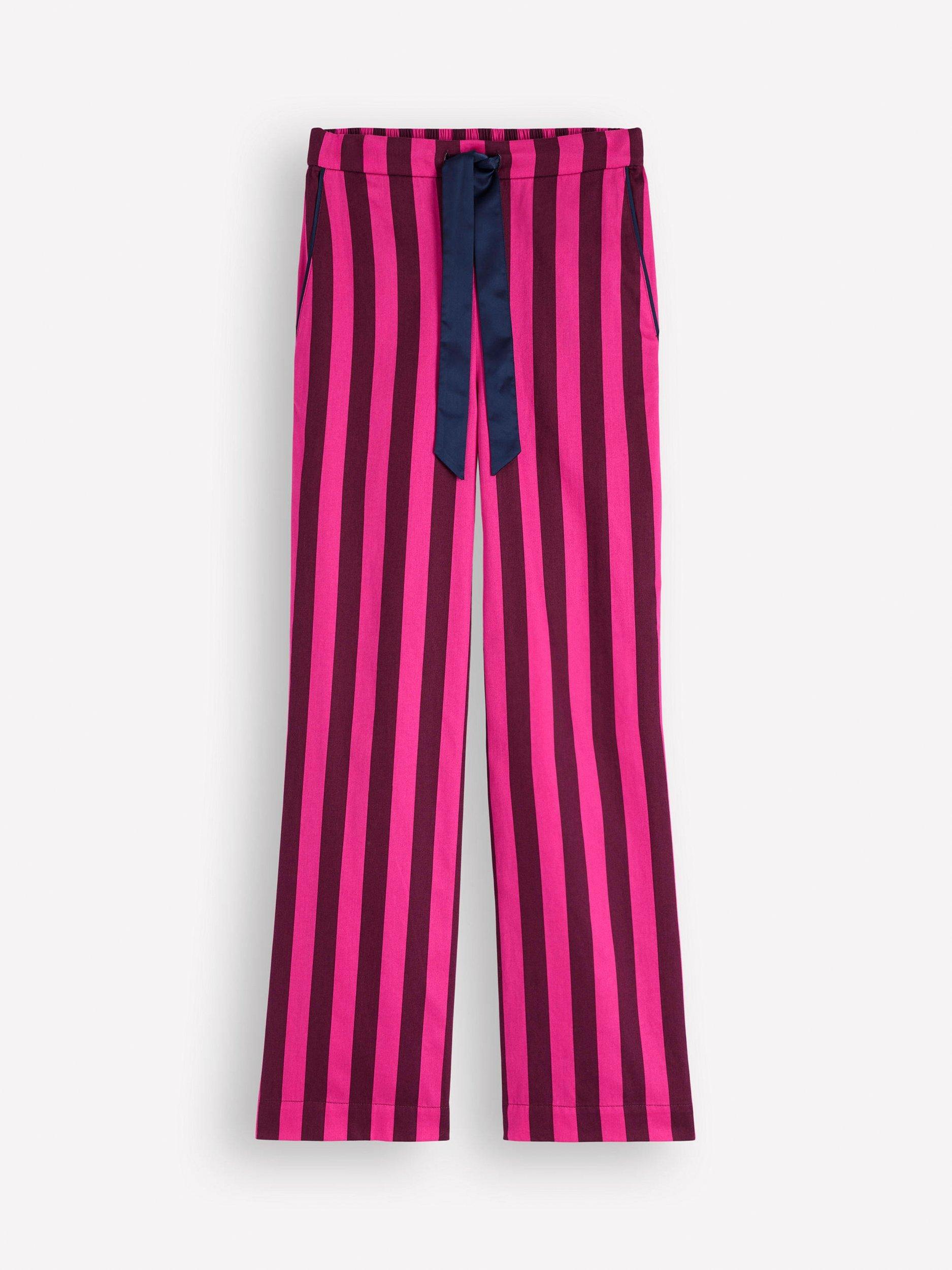 Product image 6 of 6, which shows Boden Stripe Bow Tie Pyjama Bottoms, Pink/Multi, 8