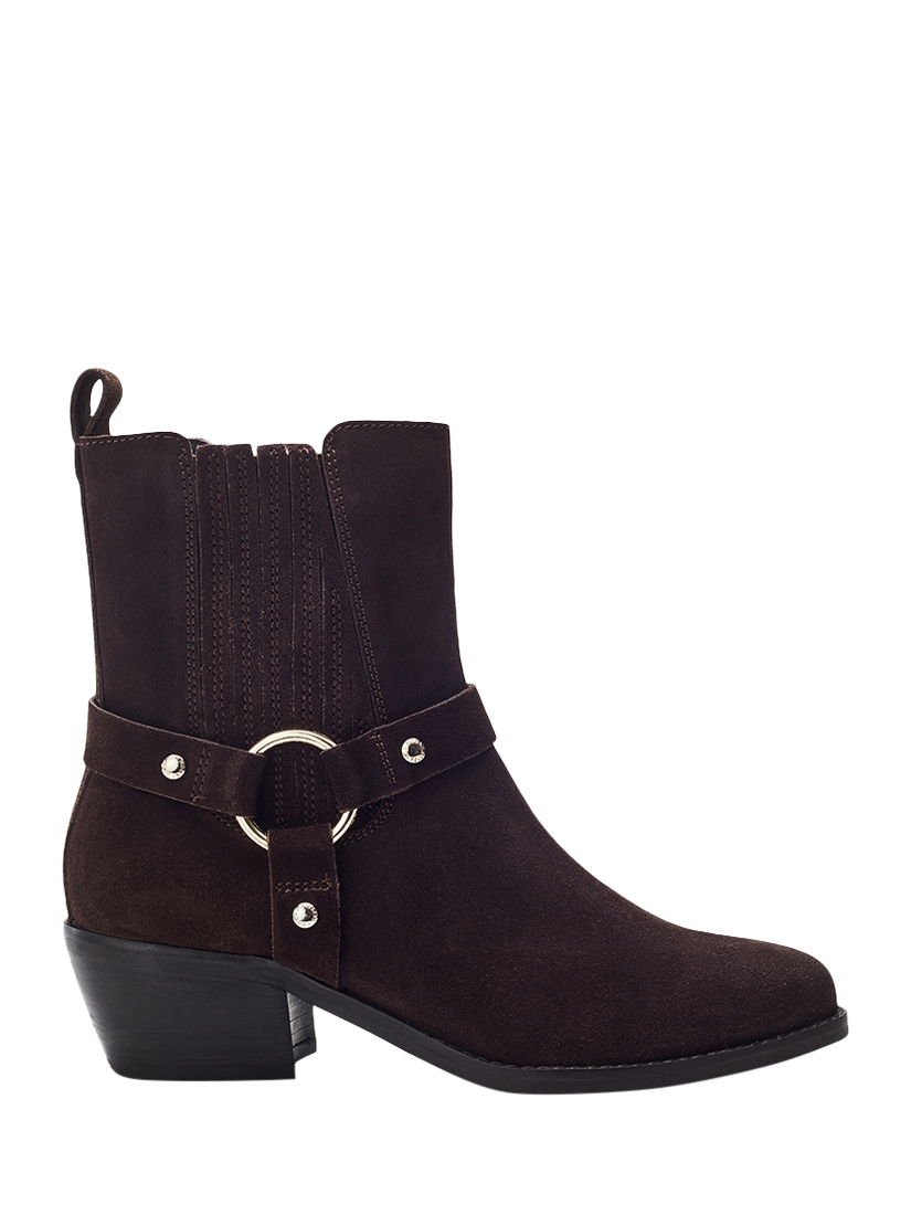 Product image 1 of 4, which shows Moda in Pelle Pailia Suede Ankle Boots, Dark Brown, 3