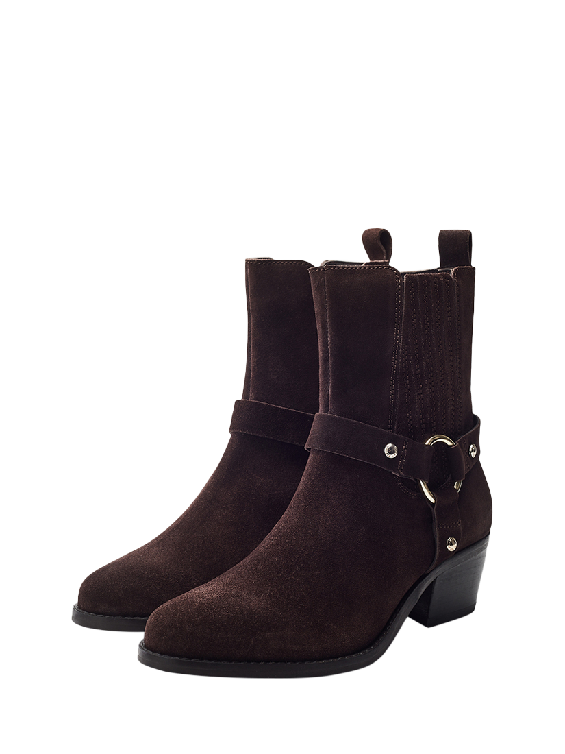Product image 2 of 4, which shows Moda in Pelle Pailia Suede Ankle Boots, Dark Brown, 3