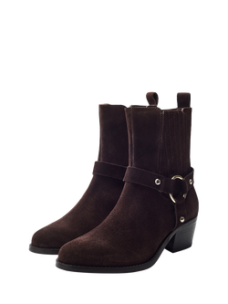 Moda in Pelle Pailia Suede Ankle Boots, Dark Brown - view 2, Dark Brown