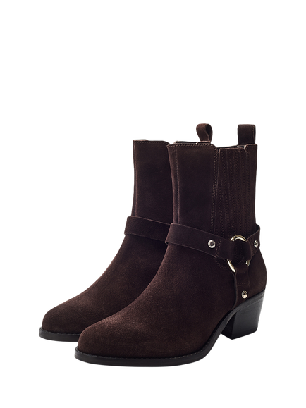 Moda in Pelle Pailia Suede Ankle Boots, Dark Brown - view 2, Dark Brown