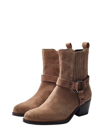 Moda in Pelle Pailia Suede Ankle Boots, Taupe - view 2, Taupe