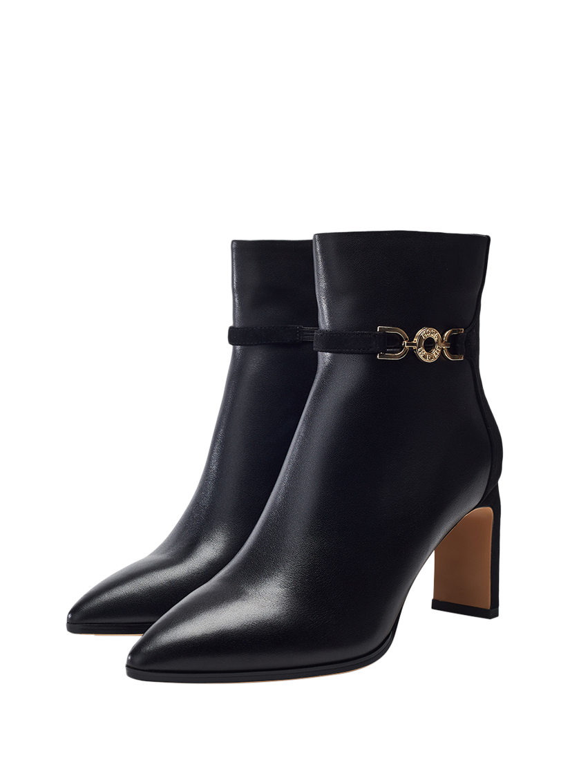 Product image 2 of 4, which shows Moda in Pelle Pallia Leather Point Toe Stiletto Boots, Black, 6