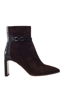 Moda in Pelle Pallia Suede Stiletto Ankle Boots, Dark Brown, Dark Brown