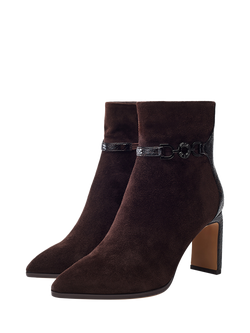 Moda in Pelle Pallia Suede Stiletto Ankle Boots, Dark Brown - view 2, Dark Brown