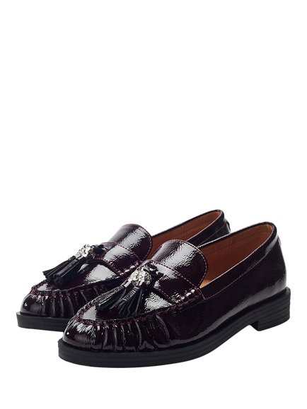 Moda in Pelle Fura Patent Leather Loafers - view 2, Burgundy