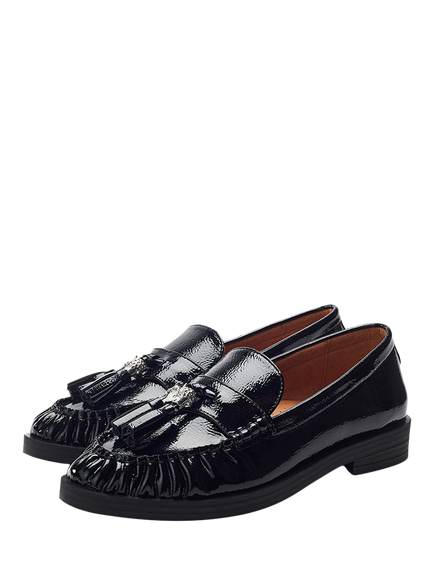 Moda in Pelle Fura Patent Leather Loafers - view 2, Black