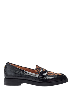 Moda in Pelle Fumia Leopard Patent Leather Loafers, Black/Multi, Black/Multi