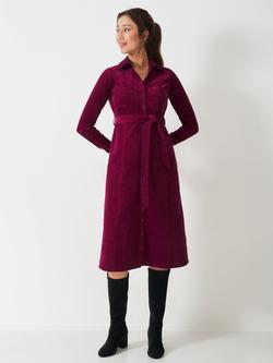 Crew Clothing Sienna Corduroy Shirt Dress, Red Wine, Red Wine